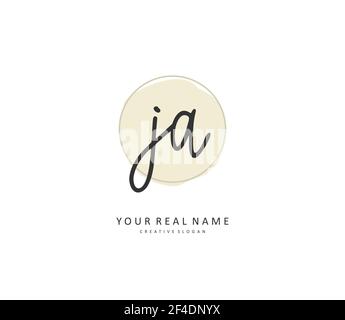 J A JA lettre initiale écriture manuscrite et logo de signature. Un concept d'écriture manuscrite logo initial avec élément de modèle. Illustration de Vecteur