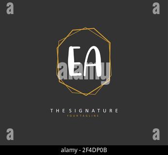 E A EA lettre initiale écriture manuscrite et logo de signature. Un concept d'écriture manuscrite logo initial avec élément de modèle. Illustration de Vecteur