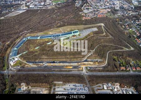 Vue aérienne, alpincenter Bottrop, Prosperstraße slagheap, Bottrop, région de Ruhr, Rhénanie-du-Nord-Westphalie, Allemagne, slagheap, DE, Europe, installations de loisirs, Banque D'Images