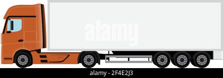 Voiture vecteur semi-remorque. Véhicule utilitaire isolé sur fond blanc, EPS 10 Illustration de Vecteur