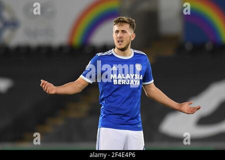 Swansea, Royaume-Uni. 20 mars 2021. Will Vaulks #6 de Cardiff City pendant le match à Swansea, Royaume-Uni le 3/20/2021. (Photo par Mike Jones/News Images/Sipa USA) crédit: SIPA USA/Alay Live News Banque D'Images