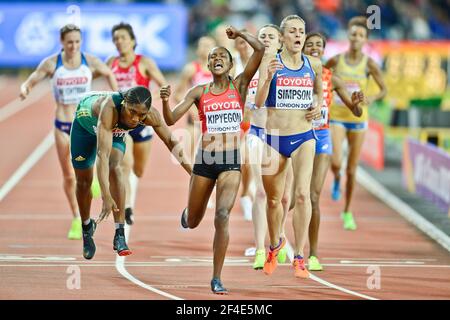 Faith Kipyegon (KEN, or), Jenny Simpson (USA, argent), Caster Semenya (RSA, bronze). 1500 mètres. Championnats du monde d'athlétisme de l'IAAF, Londres 2017 Banque D'Images