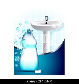 Illustration vectorielle de l'affiche promotionnelle créative du nettoyant pour salle de bain Illustration de Vecteur