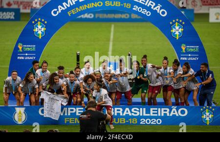 Porto Alegre, Brésil. 21 mars 2021. Finale du match de football de la Ligue brésilienne des femmes 2020 (sous-18) entre Internacional et Fluminense au stade Beira Rio à Porto Alegre, RS, Brésil. Crédit: SPP Sport presse photo. /Alamy Live News Banque D'Images