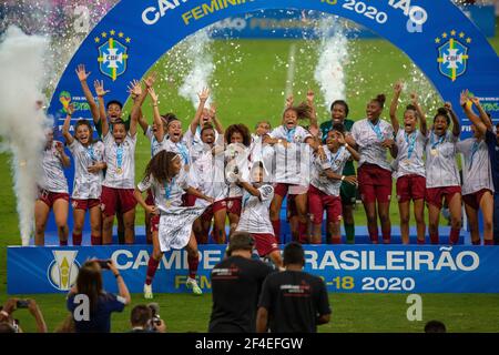 Porto Alegre, Brésil. 21 mars 2021. Finale du match de football de la Ligue brésilienne des femmes 2020 (sous-18) entre Internacional et Fluminense au stade Beira Rio à Porto Alegre, RS, Brésil. Crédit: SPP Sport presse photo. /Alamy Live News Banque D'Images