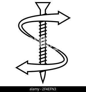 Icône signe inverse, en dévissant les vis, en tournant le signe vecteur de rotation et en sens inverse Illustration de Vecteur