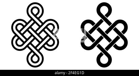 Nœud mystique de la longévité et de la santé, Feng Shui signe de chance, vecteur nœud infini, tatouage du symbole de la santé de l'occultisme et de la sorcellerie Illustration de Vecteur