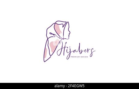 lignes abstraites coloré femmes hijab logo vecteur symbole de conception d'icône illustration Illustration de Vecteur