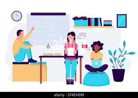 Illustration de l'espace de collaboration avec l'illustration du scénario personnes au travail. Illustration de Vecteur