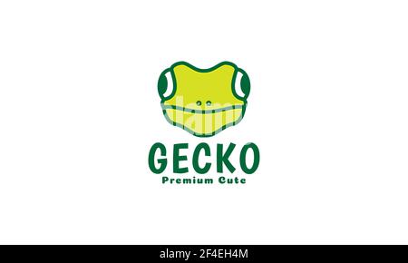 animal mignon tête gecko vert logo vecteur symbole icône design illustration Illustration de Vecteur