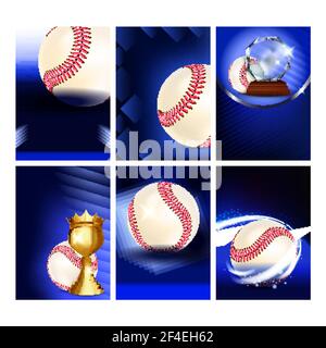 Jeu de baseball terrain de jeu Flyers Affiches Set Vector Illustration de Vecteur