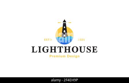 phare abstrait avec logo bleu de la mer vecteur symbole de conception d'icône illustration Illustration de Vecteur