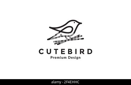 art ligne petit oiseau mignon logo vecteur symbole icon design illustration Illustration de Vecteur