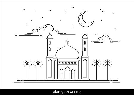 motif vectoriel de style mosquée monoline sur fond blanc Illustration de Vecteur