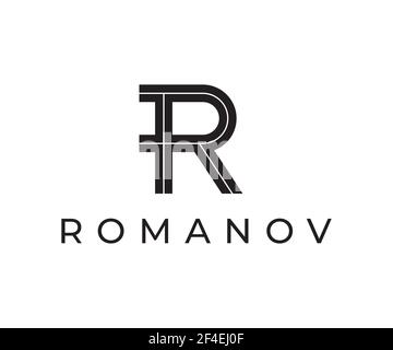 Lettre initiale type R noir élégant logo design. Icône vectorielle minimaliste abstraite avec R monogramme pour une identité de marque d'entreprise. Illustration de Vecteur