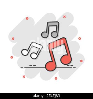 Cartoon Vector icône de note de musique dans le style comique. Sound media concept illustration pictogramme. Note Audio effet splash d'entreprise concept. Illustration de Vecteur