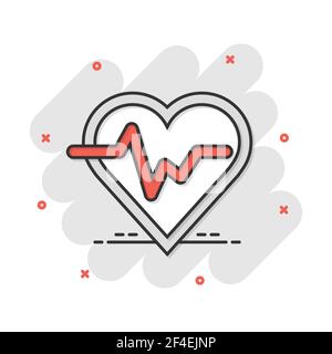 Vector cartoon ligne de signal avec icône de cœur dans le style comique. Heartbeat concept illustration pictogramme. Affaires du rythme cardiaque effet splash concept. Illustration de Vecteur