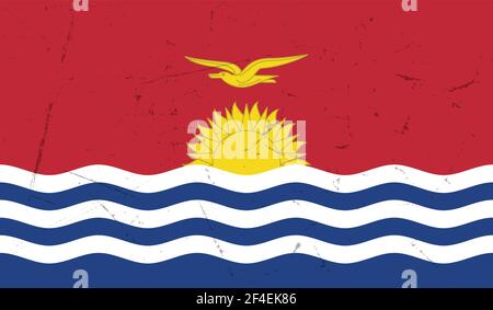 Résumé horizontal Grunge Brushed drapeau de Kiribati sur la grille transparente. Modèle vectoriel Illustration de Vecteur