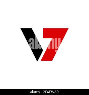 Vecteur de conception du logo V7 rouge noir Illustration de Vecteur