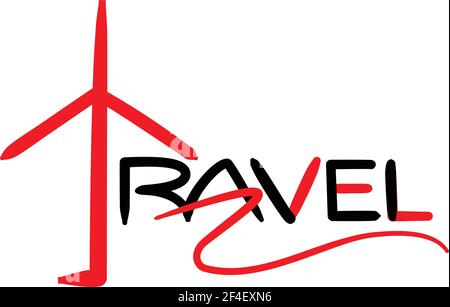 Collez l'avion comme le « t » dans le mot Travel Illustration de Vecteur
