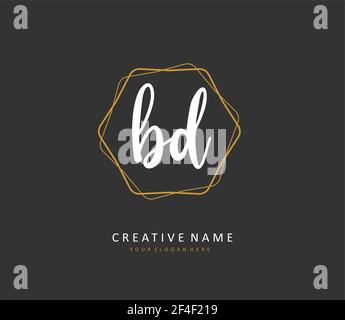 BD lettre initiale écriture manuscrite et logo de signature. Un concept d'écriture manuscrite logo initial avec élément de modèle. Illustration de Vecteur