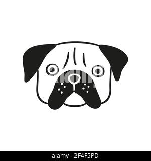Joli petit visage. Icône de tête de chien. Illustration vectorielle isolée dessinée à la main Illustration de Vecteur