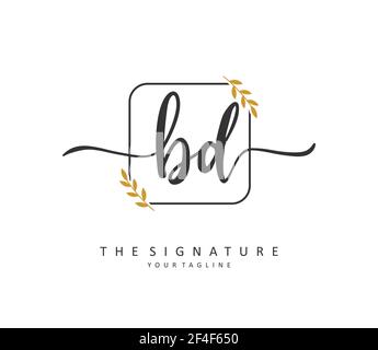 BD lettre initiale écriture manuscrite et logo de signature. Un concept d'écriture manuscrite logo initial avec élément de modèle. Illustration de Vecteur