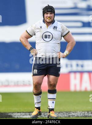 Stade BT Murrayfield, Édimbourg, Écosse, Royaume-Uni. 20 mars 21. Match Guinness six Nations . Zander Fagerson of Scotland Credit: eric mccowat/Alay Live News Banque D'Images
