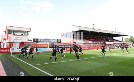 Vue générale de Whaddon Road, connu sous le nom de stade Jonny-Rocks pendant le match Sky Bet League Two entre Cheltenham Town et Crawley Town à Cheltenham. 10 octobre 2020 Banque D'Images