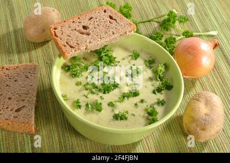 Soupe crémeuse de sprout bruxellois (Brassica oleracea var. Gemmifera) Banque D'Images