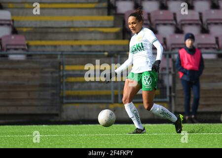 Eskilstuna, Suède. 21 mars 2021. Madelen Janogy (#9 Hammarby) dans un match de groupe de la coupe de la Ligue suédoise le 21 mars 2021 entre Eskilstuna et Hammarby à Tunavallen à Eskilstuna, Suède Credit: SPP Sport Press photo. /Alamy Live News Banque D'Images