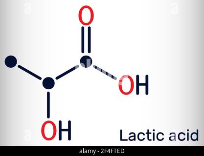 Acide lactique, lactate, sucre de lait, molécule C3H6O3. Il s'agit de l'additif alimentaire E270 et de l'acide alpha-hydroxy AHA. Formule chimique du squelette. Illustration vectorielle Illustration de Vecteur