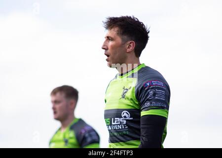 Llanelli, Royaume-Uni. 21 mars 2021. Gavin Henson of West Wales Raiders in action Betfred Challenge Cup, Round One Match, West Wales Raiders v Widnes Vikings au Stebonheath Park à Llanelli, pays de Galles, le dimanche 21 mars 2021. Cette image ne peut être utilisée qu'à des fins éditoriales. Utilisation éditoriale uniquement, licence requise pour une utilisation commerciale. Aucune utilisation dans les Paris, les jeux ou les publications d'un seul club/ligue/joueur. photo de Lewis Mitchell/Andrew Orchard sports Photography/Alamy Live News crédit: Andrew Orchard sports Photography/Alamy Live News Banque D'Images