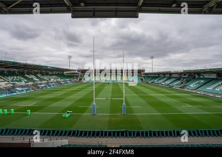 Northampton, Royaume-Uni. 21 mars 2021. Vue sur le sol du stade Franklin à Northampton, Royaume-Uni, le 3/21/2021. (Photo de Richard Washbrooke/News Images/Sipa USA) crédit: SIPA USA/Alay Live News Banque D'Images