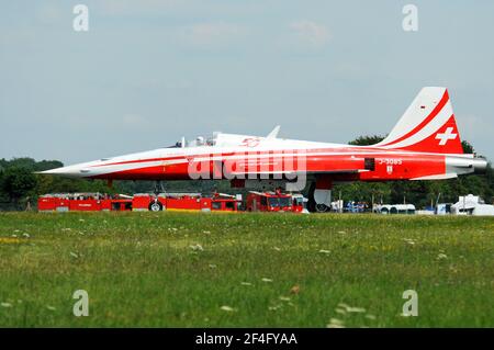 Équipe acrobatique Patrouille Suisse. Le vol se compose de 6 F-5e 'Tiger II'. Banque D'Images