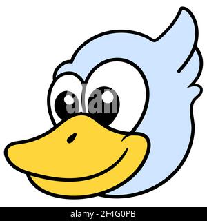 émoticone tête de canard souriant, icône de daniche image. caricature caharacter mignon dessin de doodle Illustration de Vecteur