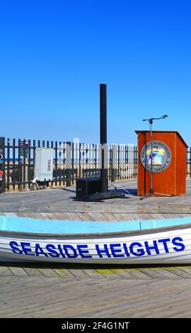 SEASIDE HEIGHTS, NJ -13 MAR 2021- vue sur la journée de la promenade de la plage historique à côté de Casino Pier sur la rive du New Jersey, Ocean County, États-Unis. Banque D'Images