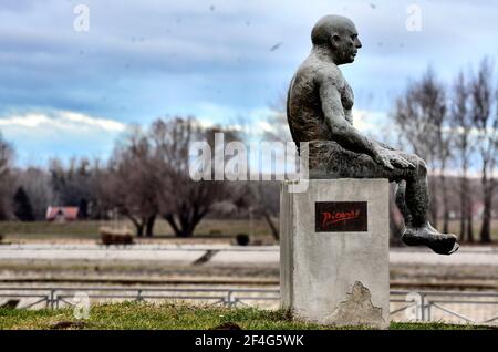 Monument de Pablo Picasso à Osijek, Croatie Banque D'Images