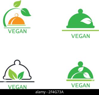 Symbole vectoriel de modèle de logo alimentaire vegan Illustration de Vecteur