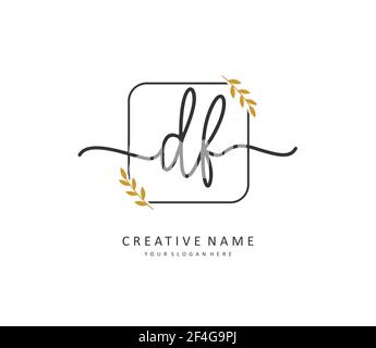 DF lettre initiale écriture manuscrite et logo de signature. Un concept d'écriture manuscrite logo initial avec élément de modèle. Illustration de Vecteur