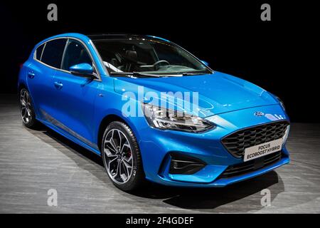 Francfort, Allemagne - Sep 10, 2019 : Ford Focus Ecoboost voiture hybride présentée au salon de l'auto IAA de Francfort 2019. Banque D'Images