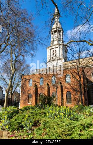 Extérieur de l'église Shoreditch (St. Leonard's Shoreditch), Londres, Royaume-Uni Banque D'Images