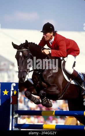 CSI Mondorf -les-bains 1991, Ludger Beerbaum, Allemagne à cheval Rush on Banque D'Images