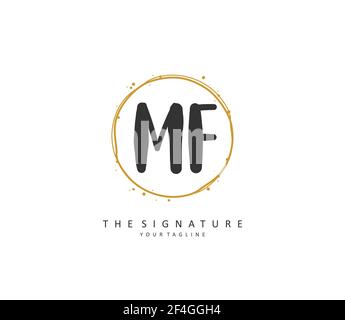 MF lettre initiale écriture manuscrite et logo de signature. Un concept d'écriture manuscrite logo initial avec élément de modèle. Illustration de Vecteur