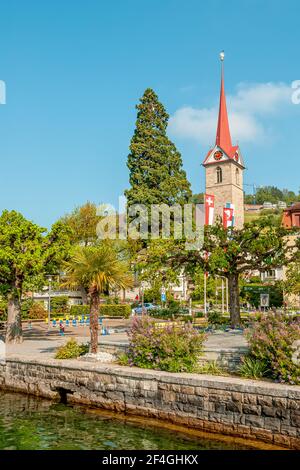 Weggis au lac de Lucerne, près de Lucerne, en Suisse Banque D'Images