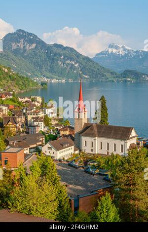 Weggis au lac de Lucerne, près de Lucerne, en Suisse Banque D'Images