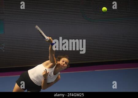 Saint-Pétersbourg, Russie. 21 mars 2021. Daria Kasatkina de Russie en action pendant le tournoi de tennis Trophée 2021 de Saint-Pétersbourg contre Margarita Gasparyan de Russie à Sibur Arena. Crédit : SOPA Images Limited/Alamy Live News Banque D'Images