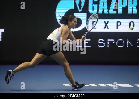 Saint-Pétersbourg, Russie. 21 mars 2021. Daria Kasatkina de Russie en action pendant le tournoi de tennis Trophée 2021 de Saint-Pétersbourg contre Margarita Gasparyan de Russie à Sibur Arena. Crédit : SOPA Images Limited/Alamy Live News Banque D'Images