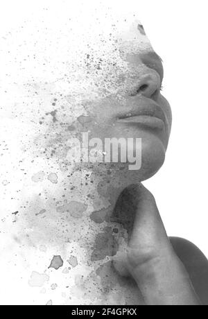 Un portrait dramatique d'une femme caucasienne Banque D'Images