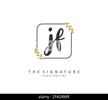 JF lettre initiale écriture manuscrite et logo de signature. Un concept d'écriture manuscrite logo initial avec élément de modèle. Illustration de Vecteur